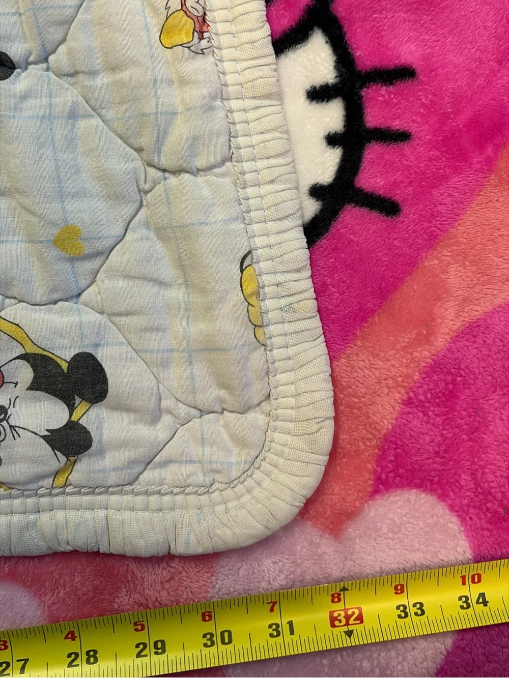 Disney White Quilted Mickey & Minnie Print Baby Blanket